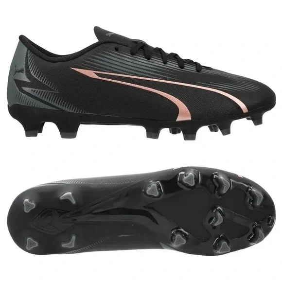 Puma Kids Black Soccer Cleats with Pink Accent - Picture 2 of 10